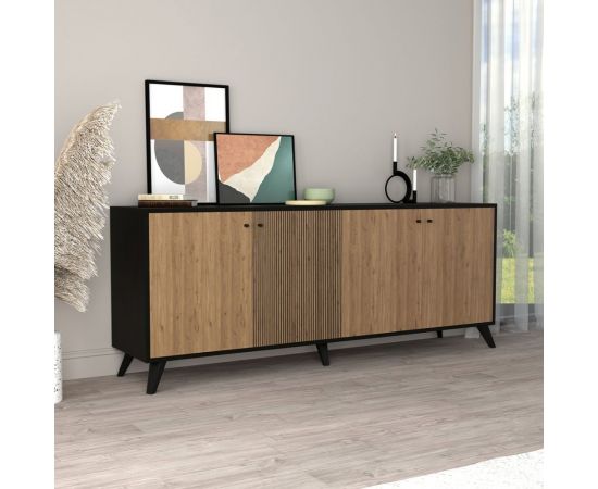 ΜΠΟΥΦΕΣ ΜΕΛΑΜΙΝΗΣ KRUDEN HM9446.11 ΜΑΥΡΟ-ΦΥΣΙΚΟ 180x40x78.6Υεκ. - ΜΠΟΥΦΕΔΕΣ-ΚΟΝΣΟΛΕΣ στο Milonadakis.gr