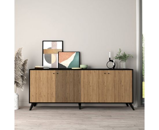 ΜΠΟΥΦΕΣ ΜΕΛΑΜΙΝΗΣ KRUDEN HM9446.11 ΜΑΥΡΟ-ΦΥΣΙΚΟ 180x40x78.6Υεκ. - ΜΠΟΥΦΕΔΕΣ-ΚΟΝΣΟΛΕΣ στο Milonadakis.gr