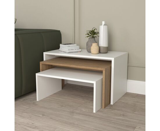 ΤΡΑΠΕΖΙ ΣΑΛΟΝΙΟΥ ΣΕΤ 3ΤΜΧ BENTIL HM9444.11 ΜΕΛΑΜΙΝΗ SONAMA-ΛΕΥΚΟ 65x35x45Υεκ - ΤΡΑΠΕΖΙΑ ΚΟΥΖΙΝΑΣ στο Milonadakis.gr