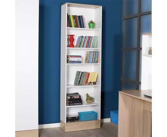 Βιβλιοθήκη Bator pakoworld σε λευκό- oak χρώμα 60x26x197εκ - ΒΙΒΛΙΟΘΗΚΕΣ στο Milonadakis.gr