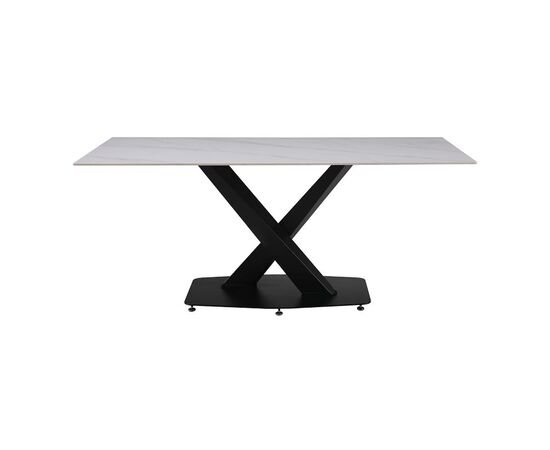 Τραπέζι Tafel pakoword Sintered stone λευκό με μεταλλικά πόδια σε μαύρη απόχρωση 180x90x76εκ - ΤΡΑΠΕΖΙΑ ΚΟΥΖΙΝΑΣ στο Milonadakis.gr