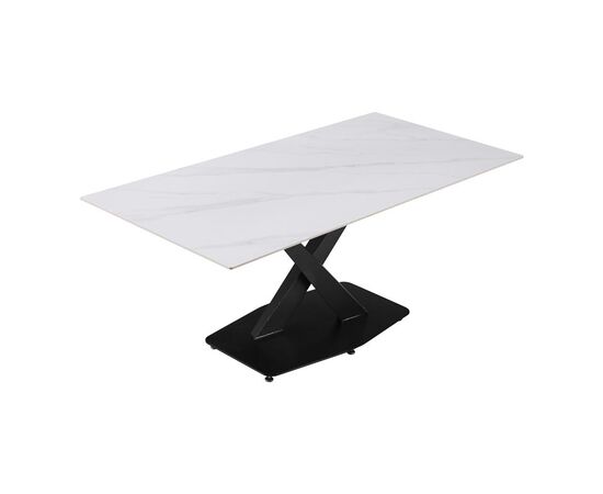 Τραπέζι Tafel pakoword Sintered stone λευκό με μεταλλικά πόδια σε μαύρη απόχρωση 180x90x76εκ - ΤΡΑΠΕΖΙΑ ΚΟΥΖΙΝΑΣ στο Milonadakis.gr
