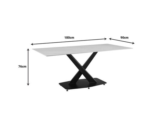 Τραπέζι Tafel pakoword Sintered stone λευκό με μεταλλικά πόδια σε μαύρη απόχρωση 180x90x76εκ - ΤΡΑΠΕΖΙΑ ΚΟΥΖΙΝΑΣ στο Milonadakis.gr