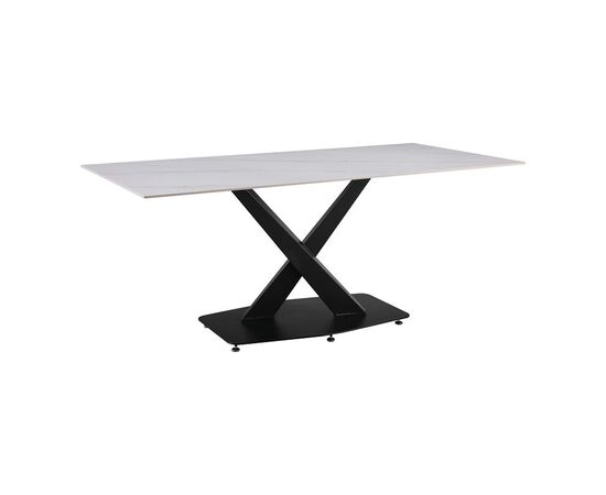 Τραπέζι Tafel pakoword Sintered stone λευκό με μεταλλικά πόδια σε μαύρη απόχρωση 180x90x76εκ - ΤΡΑΠΕΖΙΑ ΚΟΥΖΙΝΑΣ στο Milonadakis.gr