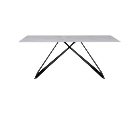 Τραπέζι Meja pakoword Sintered stone λευκό με μεταλλικά πόδια σε μαύρη απόχρωση 180x90x76εκ - ΤΡΑΠΕΖΙΑ ΚΟΥΖΙΝΑΣ στο Milonadakis.gr