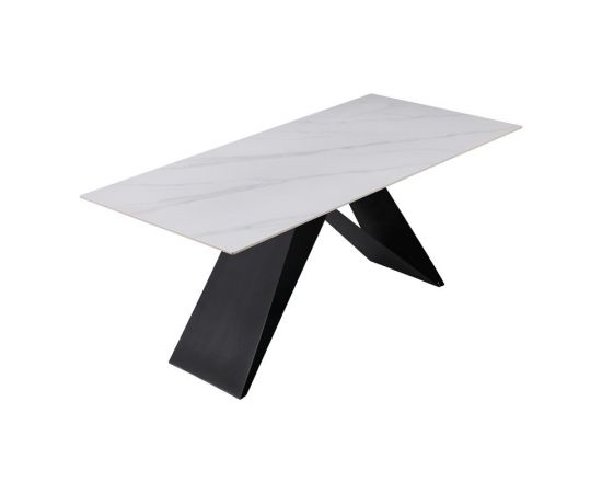 Τραπέζι Meja pakoword Sintered stone λευκό με μεταλλικά πόδια σε μαύρη απόχρωση 180x90x76εκ - ΤΡΑΠΕΖΙΑ ΚΟΥΖΙΝΑΣ στο Milonadakis.gr