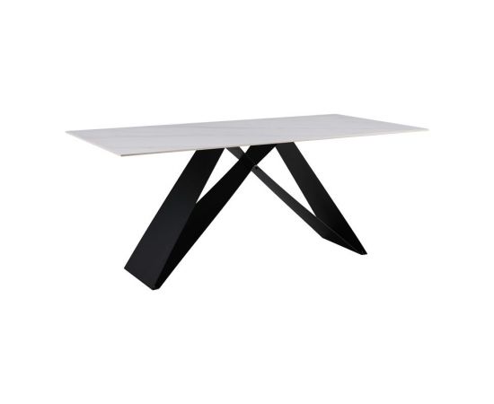 Τραπέζι Meja pakoword Sintered stone λευκό με μεταλλικά πόδια σε μαύρη απόχρωση 180x90x76εκ - ΤΡΑΠΕΖΙΑ ΚΟΥΖΙΝΑΣ στο Milonadakis.gr