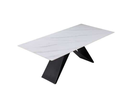 Τραπέζι Meja pakoword Sintered stone λευκό με μεταλλικά πόδια σε μαύρη απόχρωση 200x100x76εκ - ΤΡΑΠΕΖΙΑ ΚΟΥΖΙΝΑΣ στο Milonadakis.gr