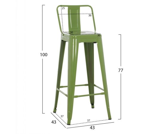 ΣΚΑΜΠΟ BAR ME ΠΛΑΤΗ ΜΕΤΑΛΛΙΚΟ MELITA-PRO HM8643.53 LIGHT OLIVE GREEN 42x42x100Υεκ. - ΣΚΑΜΠΟ ΜΠΑΡ στο Milonadakis.gr