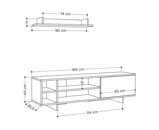 Σύνθετο σαλονιού Saloon pakoworld σε λευκή-oak απόχρωση 160x35.5x44εκ - ΣΥΝΘΕΣΕΙΣ ΣΑΛΟΝΙΟΥ στο Milonadakis.gr
