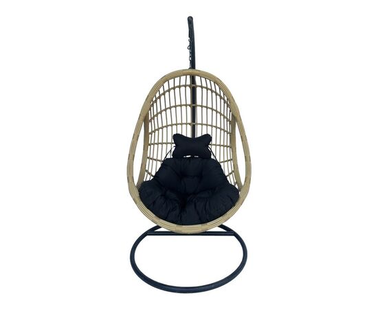 Κούνια φωλιά με βάση Cungo pakoworld μέταλλο μαύρο- pe rattan μπεζ με μαύρο μαξιλάρι 125x105x195εκ - ΚΟΥΝΙΕΣ - ΦΩΛΙΕΣ στο Milonadakis.gr