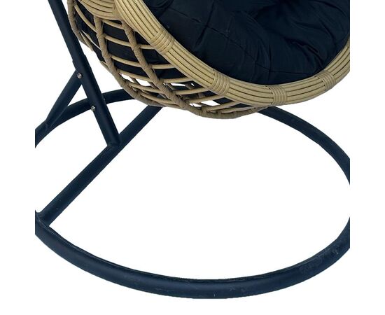 Κούνια φωλιά με βάση Cungo pakoworld μέταλλο μαύρο- pe rattan μπεζ με μαύρο μαξιλάρι 125x105x195εκ - ΚΟΥΝΙΕΣ - ΦΩΛΙΕΣ στο Milonadakis.gr