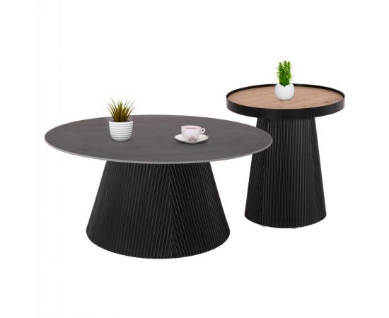 ΣΕΤ 2ΤΜΧ ΤΡΑΠΕΖΙΑ ΣΑΛΟΝΙΟΥ DUNCAN HM21081 MDF ΚΑΙ ΚΕΡΑΜΙΚΟ TOP Φ80εκ & Φ45εκ - ΤΡΑΠΕΖΑΚΙΑ ΣΑΛΟΝΙΟΥ στο Milonadakis.gr
