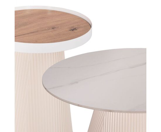 ΣΕΤ 2ΤΜΧ ΤΡΑΠΕΖΙΑ ΣΑΛΟΝΙΟΥ DUNCAN HM21082 MDF ΚΡΕΜ ΚΑΙ ΚΕΡΑΜΙΚΟ TOP Φ80εκ & Φ45εκ - ΤΡΑΠΕΖΑΚΙΑ ΣΑΛΟΝΙΟΥ στο Milonadakis.gr