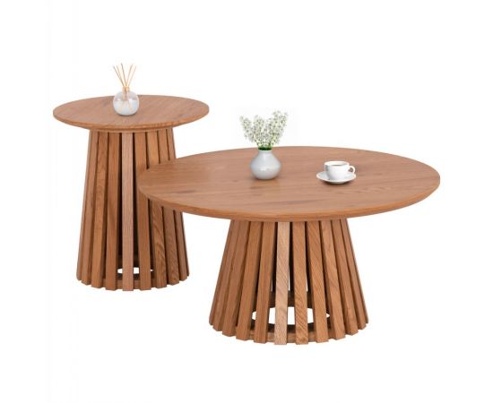 ΣΕΤ 2ΤΜΧ ΤΡΑΠΕΖΙΑ ΣΑΛΟΝΙΟΥ TALBERT HM21083 MDF ΦΥΣΙΚΟ ΞΥΛΟΥ Φ80εκ & Φ45εκ - ΤΡΑΠΕΖΑΚΙΑ ΣΑΛΟΝΙΟΥ στο Milonadakis.gr