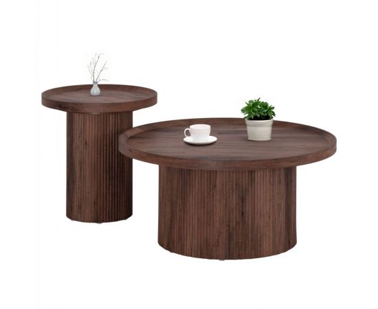 ΣΕΤ 2ΤΜΧ ΤΡΑΠΕΖΙΑ ΣΑΛΟΝΙΟΥ MARGON HM21084 MDF ΣΚΟΥΡΟ ΚΑΦΕ Φ80εκ & Φ45εκ - ΤΡΑΠΕΖΑΚΙΑ ΣΑΛΟΝΙΟΥ στο Milonadakis.gr