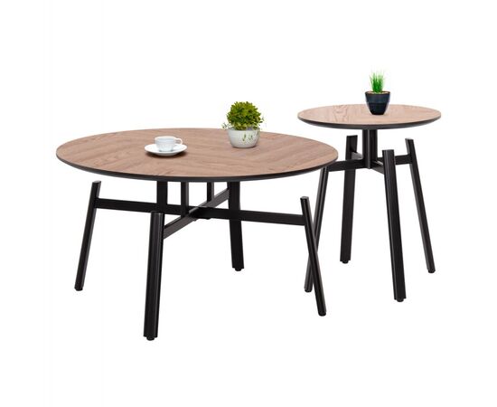 ΣΕΤ 2ΤΜΧ ΤΡΑΠΕΖΙΑ ΣΑΛΟΝΙΟΥ NORTON HM21088 MDF-ΜΕΤΑΛΛΟ Φ80εκ & Φ45εκ - ΤΡΑΠΕΖΑΚΙΑ ΣΑΛΟΝΙΟΥ στο Milonadakis.gr