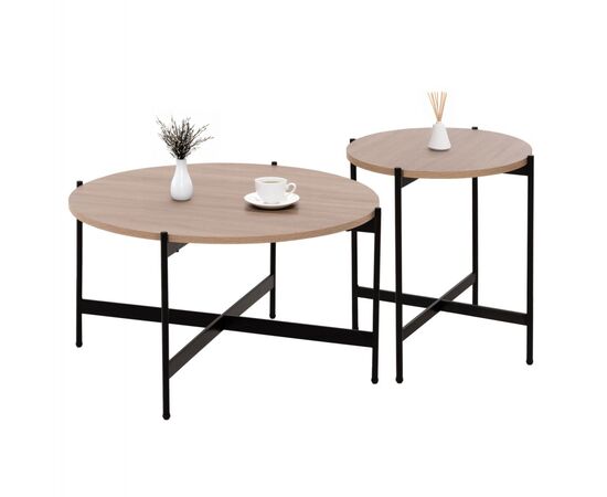 ΣΕΤ 2ΤΜΧ ΤΡΑΠΕΖΙΑ ΣΑΛΟΝΙΟΥ RONDA HM21089.02 MDF ΣΟΝΑΜΑ Φ80εκ & Φ50εκ - ΤΡΑΠΕΖΑΚΙΑ ΣΑΛΟΝΙΟΥ στο Milonadakis.gr