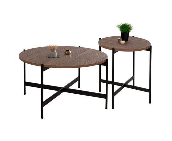 ΣΕΤ 2ΤΜΧ ΤΡΑΠΕΖΙΑ ΣΑΛΟΝΙΟΥ RONDA HM21089.03 MDF ΣΕ ΚΑΡΥΔΙ ΧΡΩΜΑ Φ80εκ & Φ50εκ - ΤΡΑΠΕΖΑΚΙΑ ΣΑΛΟΝΙΟΥ στο Milonadakis.gr