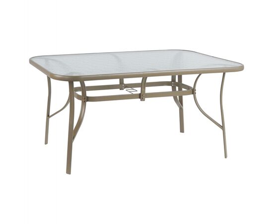 ΤΡΑΠΕΖΙ BRUNO 150X90Χ72Υεκ. ΜΕΤΑΛΛΙΚΟ ΣΑΜΠΑΝΙ ΜΕ ΓΥΑΛΙΝΗ ΕΠΙΦΑΝΕΙΑ HM5145.04 - ΤΡΑΠΕΖΙΑ ΕΞ. ΧΩΡΟΥ στο Milonadakis.gr