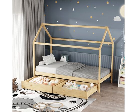 Παιδικό κρεβάτι Mellin τ.Montessori με 2 συρτάρια pakoworld ξύλο πεύκου σε φυσική απόχρωση 90x190εκ - ΠΑΙΔΙΚΟ ΔΩΜΑΤΙΟ στο Milonadakis.gr