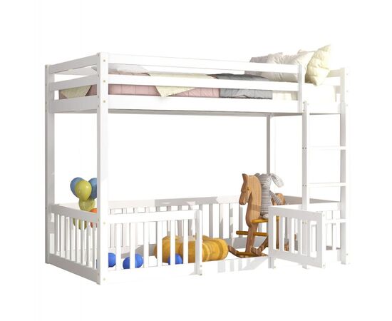 ΠΑΙΔΙΚΗ ΚΟΥΚΕΤΑ ΜΕ ΠΑΡΚΑΚΙ PLAYKID HM703.03 ΞΥΛΟ ΠΕΥΚΟΥ ΛΕΥΚΟ ΓΙΑ 190x90εκ - ΠΑΙΔΙΚΟ ΔΩΜΑΤΙΟ στο Milonadakis.gr