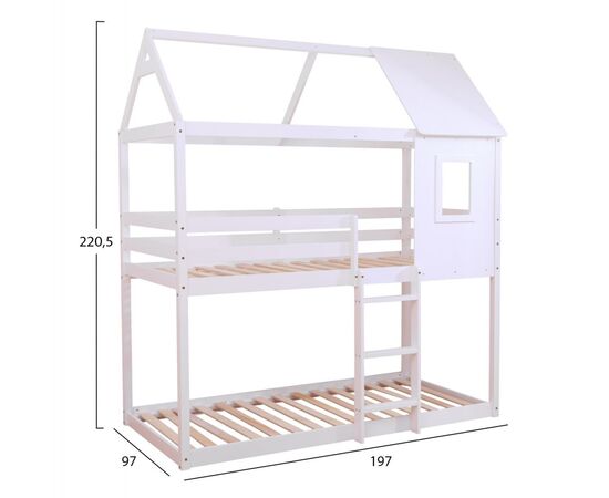 ΠΑΙΔΙΚΗ ΚΟΥΚΕΤΑ ΣΠΙΤΑΚΙ HOOD HM705.03 ΞΥΛΟ ΠΕΥΚΟΥ ΣΕ ΛΕΥΚΟ-ΣΤΡΩΜΑΤΑ 190x90εκ - ΠΑΙΔΙΚΟ ΔΩΜΑΤΙΟ στο Milonadakis.gr