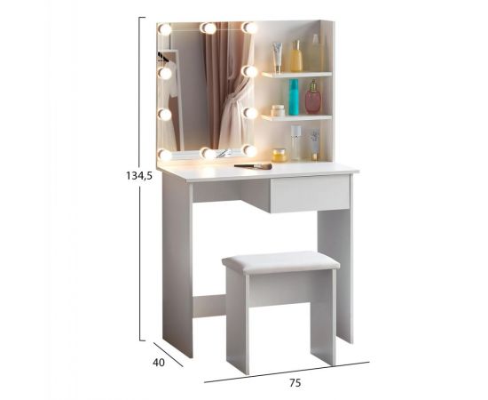 ΤΟΥΑΛΕΤΑ ΜΕ ΦΩΤΙΣΜΟ LED & ΡΑΦΙΑ LAURYN HM2501.03 ΜΕΛΑΜΙΝΗ ΣΕ ΛΕΥΚΟ 75x40x134.5Υεκ - ΣΥΡΤΑΡΙΕΡΕΣ - ΤΟΥΑΛΕΤΕΣ στο Milonadakis.gr