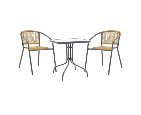 Τραπεζαρία Watson-Lindaria pakoworld μέταλλο ανθρακί-γυαλί και pe rattan σε φυσική απόχρωση 70x70x70εκ - ΣΕΤ ΤΡΑΠΕΖΑΡΙΕΣ στο Milonadakis.gr