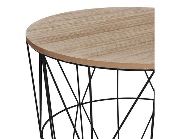 Βοηθητικό τραπέζι Kumi pakoworld mdf επιφάνεια oak και μέταλλο σε μαύρη απόχρωση Φ40x41εκ - ΒΟΗΘΗΤΙΚΑ ΤΡΑΠΕΖΑΚΙΑ στο Milonadakis.gr