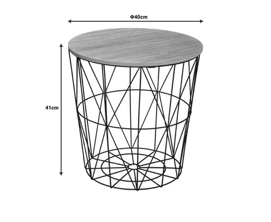 Βοηθητικό τραπέζι Kumi pakoworld mdf επιφάνεια oak και μέταλλο σε μαύρη απόχρωση Φ40x41εκ - ΒΟΗΘΗΤΙΚΑ ΤΡΑΠΕΖΑΚΙΑ στο Milonadakis.gr