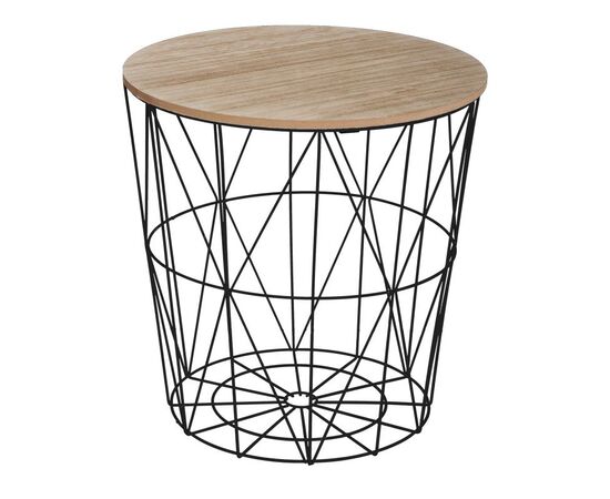 Βοηθητικό τραπέζι Kumi pakoworld mdf επιφάνεια oak και μέταλλο σε μαύρη απόχρωση Φ40x41εκ - ΒΟΗΘΗΤΙΚΑ ΤΡΑΠΕΖΑΚΙΑ στο Milonadakis.gr