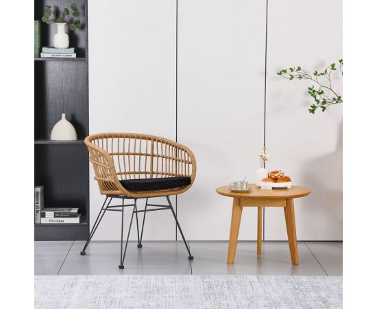 Πολυθρόνα Naoki pakoworld με μαξιλάρι pe rattan σε φυσική απόχρωση και μαύρα μεταλλικά πόδια 63x61x79εκ - ΚΑΡΕΚΛΕΣ - ΠΟΛΥΘΡΟΝΕΣ στο Milonadakis.gr