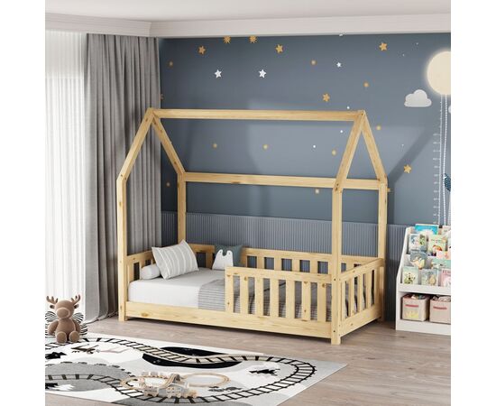 Παιδικό κρεβάτι Bambie με κιγκλίδωμα τ.Montessori pakoworld ξύλο πεύκου σε φυσική απόχρωση 70x140εκ - ΠΑΙΔΙΚΟ ΔΩΜΑΤΙΟ στο Milonadakis.gr