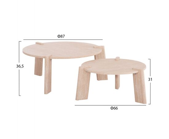 ΣΕΤ 2ΤΜΧ ΤΡΑΠΕΖΙΑ ΣΑΛΟΝΙΟΥ EQUIL HM9943.01 MDF ΜΕ ΜΕΛΑΜΙΝΗ-ΦΥΣΙΚΟ 66x66εκ + 87x87εκ - ΤΡΑΠΕΖΙΑ ΚΟΥΖΙΝΑΣ στο Milonadakis.gr