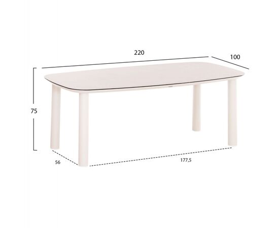 ΤΡΑΠΕΖΙ DOSUN HM6202.02 ΚΡΕΜ ΑΛΟΥΜΙΝΙΟ-3D PRINT ΓΥΑΛΙ ΚΕΡΑΜΙΚΟ LOOK 220x100x75Υεκ - ΤΡΑΠΕΖΙΑ ΕΞ. ΧΩΡΟΥ στο Milonadakis.gr