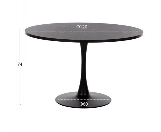 ΤΡΑΠΕΖΙ ΤΡΑΠΕΖΑΡΙΑΣ ROLLO HM9422.12 ΣΤΡΟΓΓΥΛΟ BLACK MARBLE Φ120x74Yεκ. - ΤΡΑΠΕΖΙΑ ΚΟΥΖΙΝΑΣ στο Milonadakis.gr