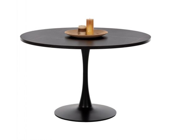 ΤΡΑΠΕΖΙ ΤΡΑΠΕΖΑΡΙΑΣ ROLLO HM9422.12 ΣΤΡΟΓΓΥΛΟ BLACK MARBLE Φ120x74Yεκ. - ΤΡΑΠΕΖΙΑ ΚΟΥΖΙΝΑΣ στο Milonadakis.gr