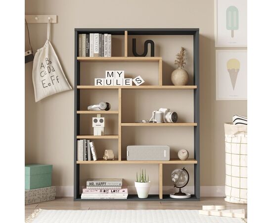 Βιβλιοθήκη Decora pakoworld σε φυσική-ανθρακί απόχρωση 90x22x123.6εκ - ΒΙΒΛΙΟΘΗΚΕΣ στο Milonadakis.gr