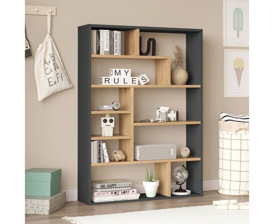 Βιβλιοθήκη Decora pakoworld σε φυσική-ανθρακί απόχρωση 90x22x123.6εκ - ΒΙΒΛΙΟΘΗΚΕΣ στο Milonadakis.gr