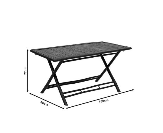 Τραπέζι Badou pakoworld πτυσσόμενο bamboo μαύρο 150x80x77εκ - ΤΡΑΠΕΖΙΑ ΕΞ. ΧΩΡΟΥ στο Milonadakis.gr