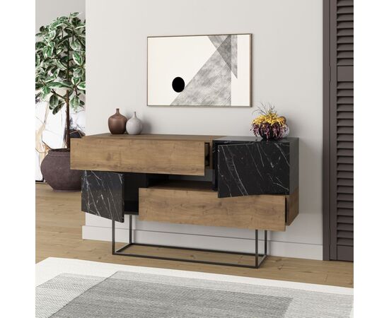 Μπουφές Roberta pakoworld καρυδί-μαύρο μαρμάρου 145x40x82εκ - ΜΠΟΥΦΕΔΕΣ-ΚΟΝΣΟΛΕΣ στο Milonadakis.gr