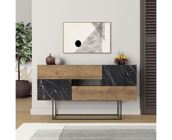 Μπουφές Roberta pakoworld καρυδί-μαύρο μαρμάρου 145x40x82εκ - ΜΠΟΥΦΕΔΕΣ-ΚΟΝΣΟΛΕΣ στο Milonadakis.gr