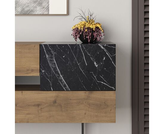 Μπουφές Roberta pakoworld καρυδί-μαύρο μαρμάρου 145x40x82εκ - ΜΠΟΥΦΕΔΕΣ-ΚΟΝΣΟΛΕΣ στο Milonadakis.gr