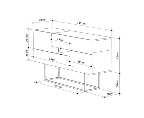 Μπουφές Roberta pakoworld καρυδί-μαύρο μαρμάρου 145x40x82εκ - ΜΠΟΥΦΕΔΕΣ-ΚΟΝΣΟΛΕΣ στο Milonadakis.gr