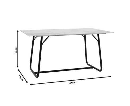 Τραπέζι Revello pakoworld sintered stone μαύρο μαρμάρου-μαύρο 150x90x75εκ - ΤΡΑΠΕΖΙΑ ΚΟΥΖΙΝΑΣ στο Milonadakis.gr