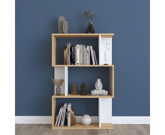 Βιβλιοθήκη Kadu pakoworld σε oak-λευκή απόχρωση  72x22x108εκ - ΒΙΒΛΙΟΘΗΚΕΣ στο Milonadakis.gr
