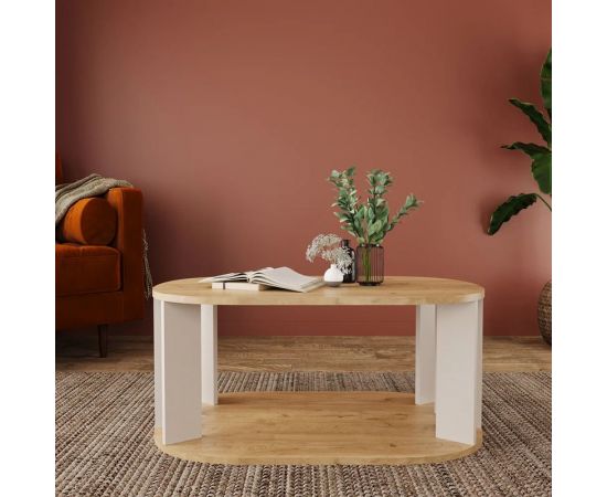 Τραπέζι Solka pakoworld σε oak απόχρωση με ανοιχτό γκρι 90x56x40εκ - ΤΡΑΠΕΖΑΚΙΑ ΣΑΛΟΝΙΟΥ στο Milonadakis.gr