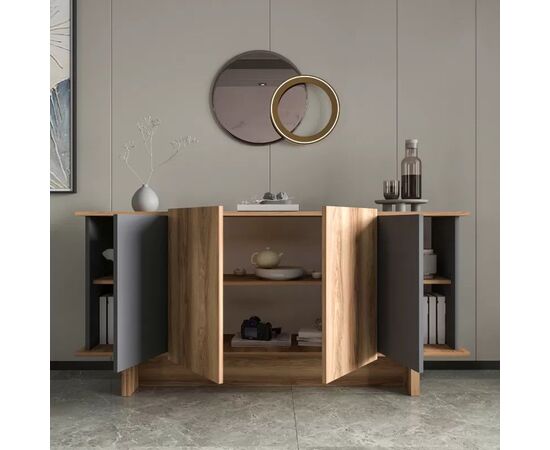 Μπουφές Diona pakoworld σε ανθρακί - oak απόχρωση 180x45x80εκ - ΜΠΟΥΦΕΔΕΣ-ΚΟΝΣΟΛΕΣ στο Milonadakis.gr