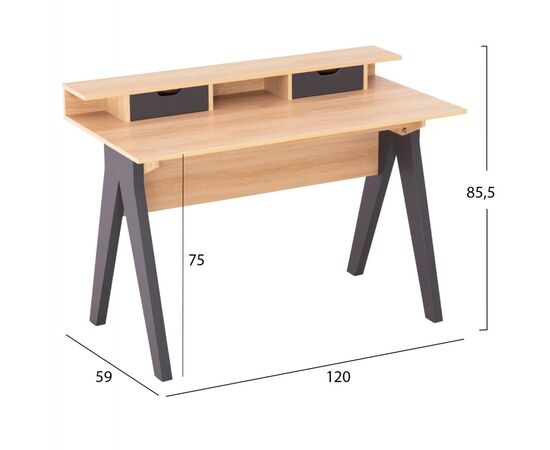 ΓΡΑΦΕΙΟ REXIN HM18290 ΜΕΛΑΜΙΝΗ ΣΕ SONAMA-ΓΚΡΙ 120x19-59x75-85,5ΥΥεκ. - ΓΡΑΦΕΙΑ στο Milonadakis.gr